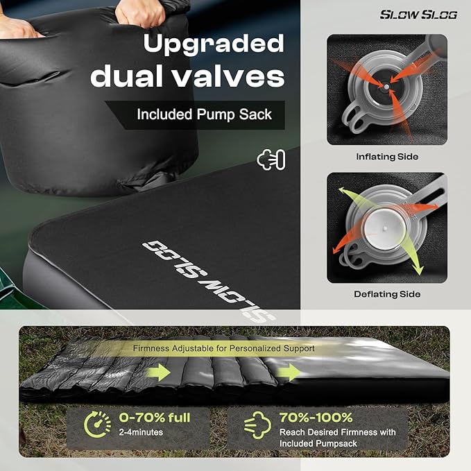 Self-Inflating Sleeping Pad with Portable Electric Air Pump, 4in Thick Memory Foam Camping Mattress for Tent Cot & Car Travel, Fast Inflate & Deflate Camping Pad