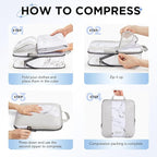 8 Set Compression Packing Cubes for Travel Essentials,Compressible Expandable Packing Cubes for Suitcase,OlarHike Luggage Organizer Bags for Travel,Handy Helper for Organizing Clothes(White Marble)