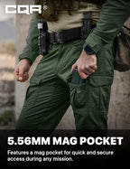 CQR Men's Flex Ripstop Tactical Pants, Water Resistant Stretch Cargo Pants, Lightweight EDC Hiking Work Pants