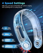 Neck Fan, Hands Free Bladeless Neck Fans Portable Rechargeable, 360° Cooling Neck Fan, 4 Speeds, Quiet, 5200 mAh Battery Operated USB Wearable Personal Fan Gifts for Women, Travel, Outdoor