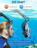 Zenoplige Full Face Snorkel Mask Adults,Dry-Top Snorkeling Gear with Camera Mount,Foldable 180-Degree Panoramic Scuba Mask for Snorkeling Diving Swimming Travel,Snorkel Mask Anti-Fog & Anti-Leak