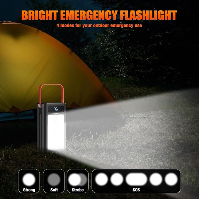 Portable Power Bank Station 99Wh Outdoor Generator LCD Display Backup Phone Battery Pack Portable PD Fast Charger for Laptop Cellphone Travel Camping Home Use with Full Flashlight