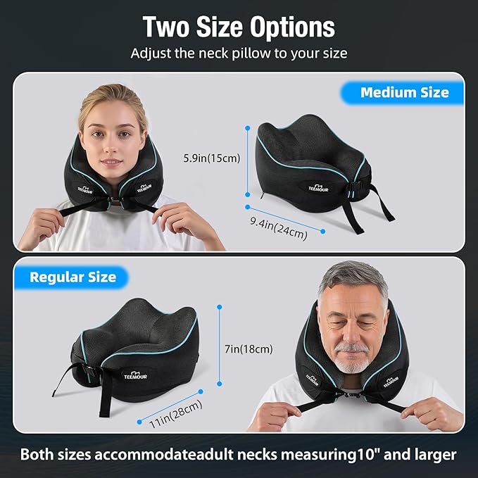 Neck Pillow for Traveling, Travel Neck Pillow for Airplane Memory Foam Travel Pillow for Flight Headrest Sleep with 360° Support Portable, Travel Essentials Birthday Gifts for Women Men Mom Dad