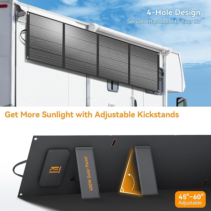 400 Watt Portable Folding Solar Panels IP68 Waterproof ETFE Coating 41V MC4 Output for Power Stations Solar Generator Camping Off-Grid RV Emergency Backup