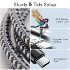 3-in-1 USB C Travel Charging Cable for Apple Watch, iPhone, Lightning Devices, Multi Device Charger Cord for Office, Camping