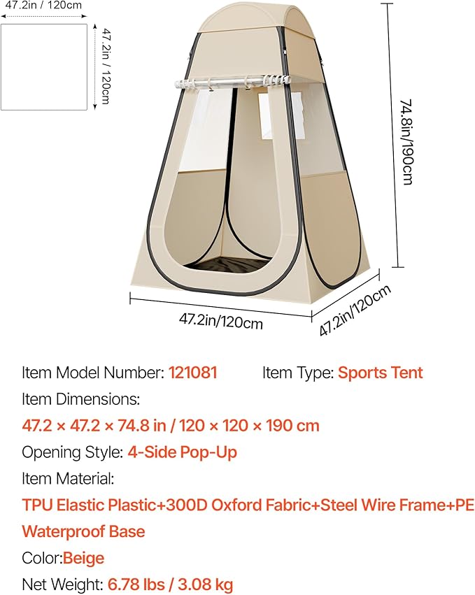 VEVOR Pop up Sports Tent, 8 Sizes Optional Clear Bubble Tent for 1-6 Person, Waterproof Outdoor Pod with Floor Mat & Top Cover, Garden Igloo Dome Tents Camping Shelter for Sports Watching