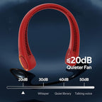 Portable Neck Fan, Hands Free Bladeless Fan, 360° Cooling Personal Fan,Wearable Quiet Fan for Outdoor Indoor, Birthday Gifts for Men Women Mom Dad, 4000mAh Battery USB Rechargeable, 3-Speeds (Red)