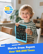 TEKFUN LCD Writing Tablet for Kids, 10-inch Coloring Drawing Pad, Mess Free Doodle Board, Airplane Travel Toys for Boys and Toddlers, Road Trip Essentials, Gifts for 3 4 5 6 7 8 Year Old Girls(Blue)