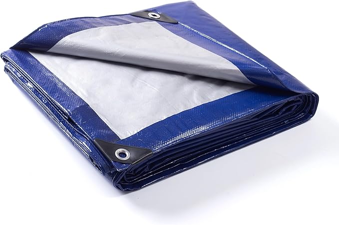GUARD SHIELD Tarp 10x10 Feet Waterproof Blue/Silver Tarps 8Mil Multi Purpose UV Resistant Cover for Outdoor,Camping,Tent,Boats