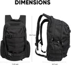 35L Tactical Backpack for Men, MOLLE Military Bug Out Bag, Waterproof Rucksack for Hiking with Hydration Port Black