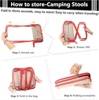 Camping Stool 12 Inch Portable Folding Stool with Carry Bag Weight Load 220lbs Portable Stool for Camping Fishing Hiking BBQ White