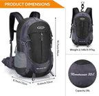 G4Free 35L Hiking Backpack Water Resistant Outdoor Sports Travel Daypack Lightweight with Rain Cover for Women Men (Black)