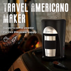 Portable Coffee Maker for Travel Camping Car, Ground Coffee Machine Single Serve with 10 oz Travel Mug for Traveling, RV, Office, Home and Dorm, 24V, Black