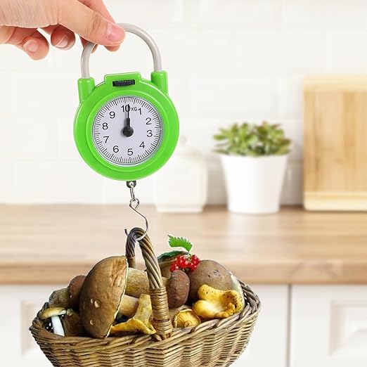 Portable Travel Suitcase Scale with Hook Small Manual Spring Luggage Scale in Fluorescent Green for Suitcase and Package Weighing