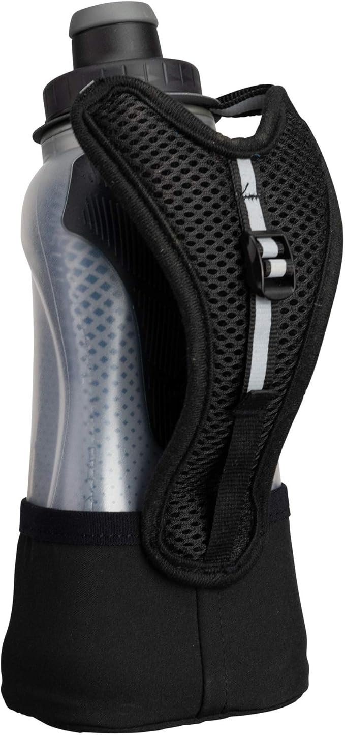 Nathan Running Handheld Water Bottle Adjustable No-Grip Quick Squeeze Lite Hand Strap. 12 oz Insulated Water Bottle. Reflective Hydration