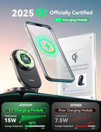 Qi2 3 in 1 Wireless Charging Station,JOYROOM 15W Fast Wireless Charger Stand for iPhone 16/15/14/13, Apple Watch, AirPods, Magnetic Foldable for MagSafe Charger for Multiple Devices (with 30w Adapter)