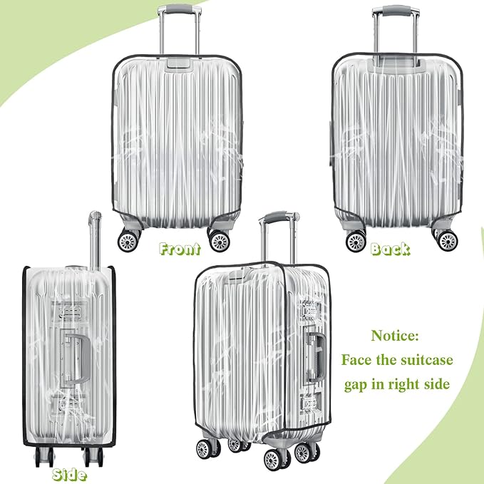 Reginary 8 Pieces Clear Luggage Cover PVC Waterproof Suitcase Cover Protector for Luggage Spinner Wheels Suitcase(18 Inches, 20 Inches, 24 Inches, 28 Inches)