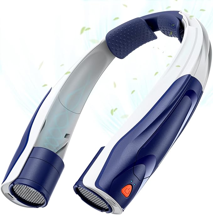 Neck Fan for Men Portable: 5S Fast Cooling, 6000mAh Battery Air Volume, 6 Speeds, Personal Fan for Fathers, Dad - Ultra-Quiet, USB Quick Rechargeable Wearable Cooling Fan (Dark Blue)
