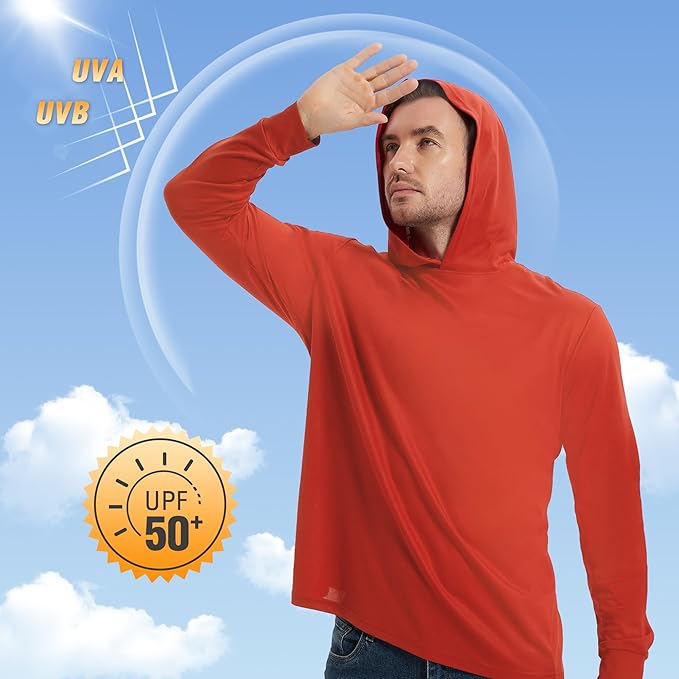 ProtectX High Visibility Sun Protection Lightweight Long Sleeve Hoodie, UPF 50+ Quick-Dry, SPF UV Shirt, Active Wear
