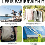 Portable Travel Clothesline Cord, Adjustable 33ft Camping Clothes line, Laundry Drying Rope for Hotel Trip,Camping,Backyard,Outdoor/Indoor, Grey