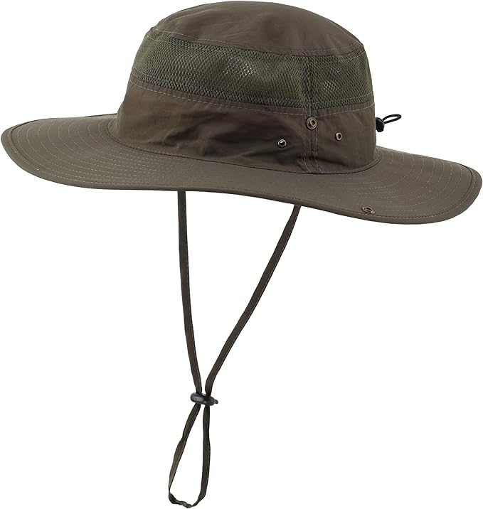 Connectyle Wide Brim Sun Hat for Men Breathable Cowboy Boonie Hat UPF 50+ Sun Protection Bucket Hat for Fishing Hiking
