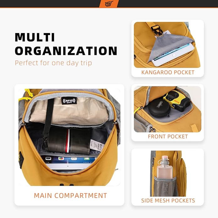 SKYSPER Sling Bag RFID Crossbody Sling Backpack Cross Body Shoulder Bag Travel Hiking Daypack for Women Men