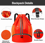 Hoedia Sports Drawstring Backpack - String Swim Gym Bag with Shoes Compartment and Wet Proof Pocket for Women&Men (Red)