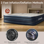 California King Size Air Mattress with Built in Pump, 18" Luxury Thick Inflatable Blow up Mattress for Guests & Home, Fast Self-Inflating Air Bed with Carry Bag for Camping