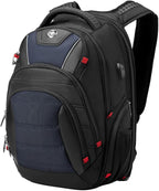 Swissdigital Design Men's Laptop Backpack for Man，Large Capacity Business Travel Backpack Black/Blue | J14-12