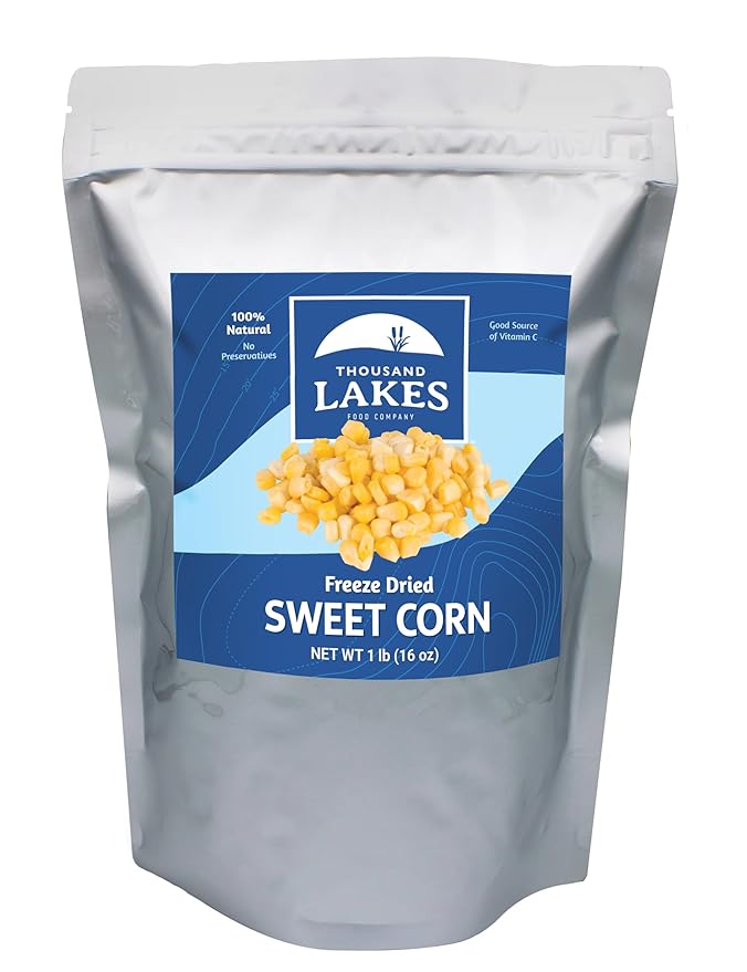 Thousand Lakes Freeze Dried Vegetables - Sweet Corn - Bulk 1 Pound (16 Ounces) | 100% Whole Sweet Corn Kernels | No Added Sugar or Salt