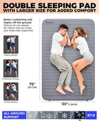 KingCamp Self Inflating Sleeping Pad, R 7.9 Air & Foam Camping Mattress 2 Person, 3" Thick Full Size Double Sleeping Pad with Air Pump for Camp Tent Outdoor Car, PVC Free (Grey)