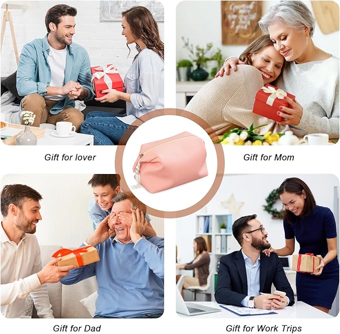 Vomgomfom 3L 6.5 Inch Silicone Toiletry Bag, Waterproof Leakproof Travel Cosmetic Organizer, Adjustable G-Buckle Compression Dopp Kit, Foldable Makeup Bag for Women & Men, Pink