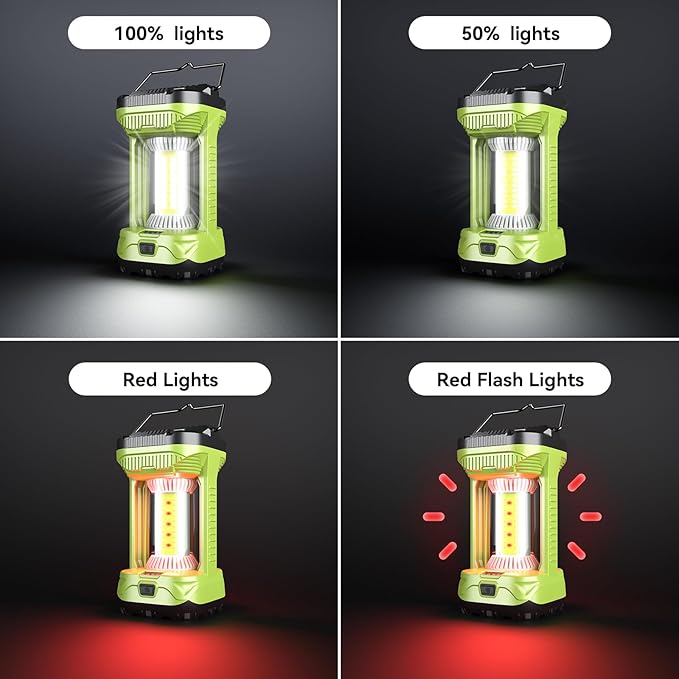 AlpsWolf Camping Lantern Rechargeable, 4000mAh LED Lantern for Power Outages Super Bright Portable Camping Light Emergency Lantern Camping Lamp Green, 1 Pack