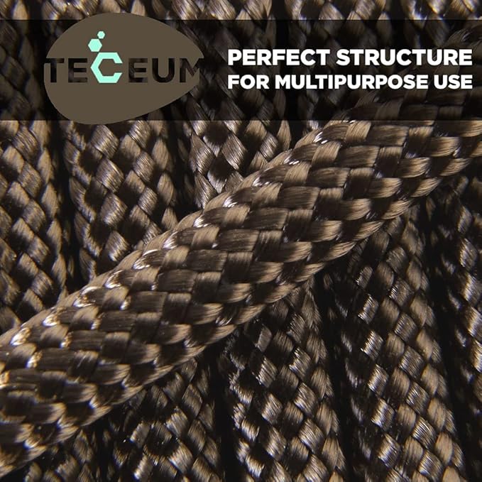 TECEUM 5/32" Paracord Rope 1000 – 1000ft / 200ft / 100ft / 50ft – Tactical Parachute Cord 4mm – 45+ Colors – Nylon String for Survival & Camping Gear – Stripe Cord for Survival – Utility Rope