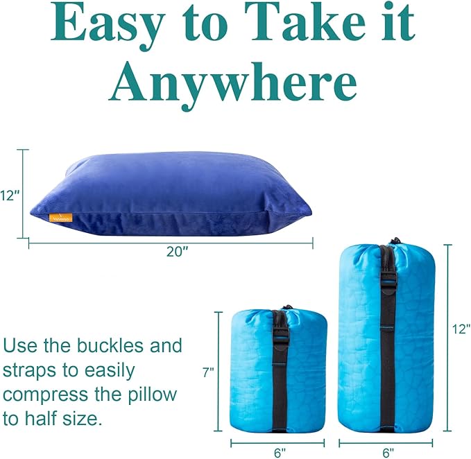 Small Gel Memory Foam Camping Pillow Travel - Contoured Support -Compressible Pillow Ideal for Backpacking, Camping, Travel, Car, Airplane,Office Nap