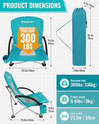KingCamp Low Beach Chairs, Portable Folding Chair for Adults Extra Wide Ergonomic High Back Seat 300lbs Heavy Duty Lightweight Oversized Gear with Carry Bag for Outdoor Lawn Camping Picnic