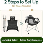 Hammock Camping Chair – Folding Swing Chair with Headrest & Cup Holder, 300 lbs Support, Breathable Mesh, Portable & Lightweight for Outdoor, Camping, Fishing, Patio & Travel