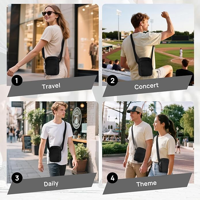 VADOO Sling Bag for Men Women, Anti Theft Crossbody Shoulder Bag with Zipper Lock, RFID Blocking & Waterproof for Travel