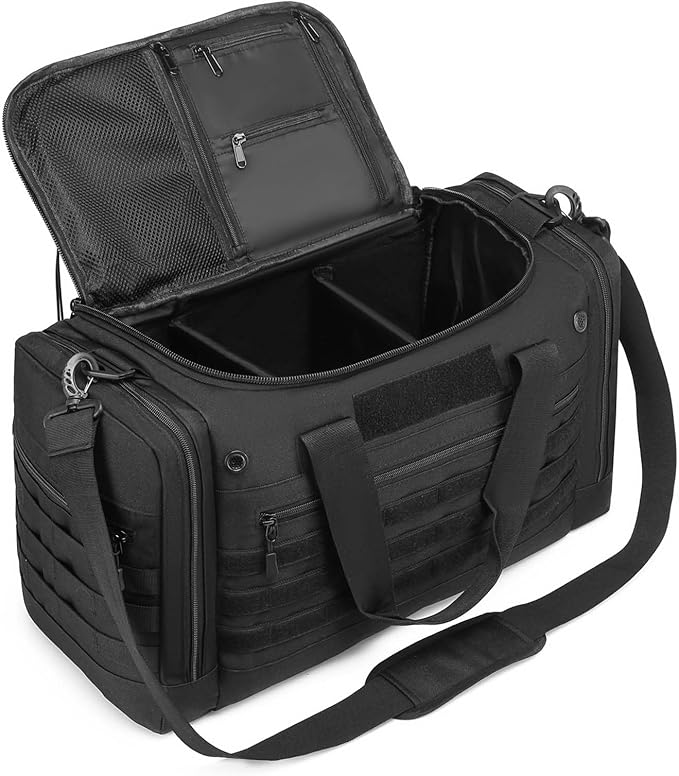 45L Large Duffle Bag for Men & Women, Tactical Military Duffle Bag for Travel Weekender, Gym Bag, Large Sports Bag for Hockey Football Baseball Soccer Basketball & Team Training, Black