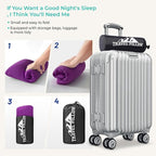 Travel Pillow Memory Foam Pillows, Camping Pillow-Compressible Medium Firm, Breathable Cover, Ideal Backpacking Hiking, Bed Pillows, Airplane and Car (Purple, L)