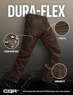 CQR Men's Flex Ripstop Tactical Pants, Water Resistant Stretch Cargo Pants, Lightweight EDC Hiking Work Pants