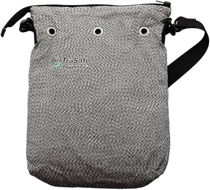 PurTraSafe Anti-Theft Crossbody Purse, UHMWPE & HPPE level V Material, Gray, Portable Key Lock Storage Purse for Travel, Camping, Pool, Beach, and More