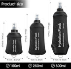 GYGYL Soft Flask, TPU Collapsible Soft Water Bottle for Hydration Pack, Running Vest, Leak-Proof Folding Water Bottle for Hiking Cycling Climbing Jogging-250ml Black, 2pcs