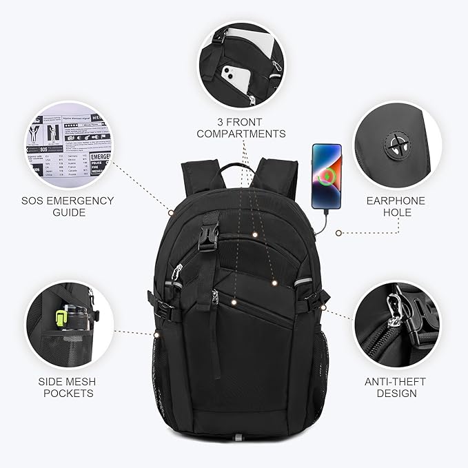 Hiking Backpack for Women Men 20l with Removable Phone Pocket Lightweight Small Travel Backpack Hiking Daypack for Women Men