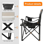Northroad Foldable Camping Chair Heavy-Duty Outdoor Folding Chair Support Up to 300lbs for Hiking, Picnics, Patio, Beach, Fishing (Black)