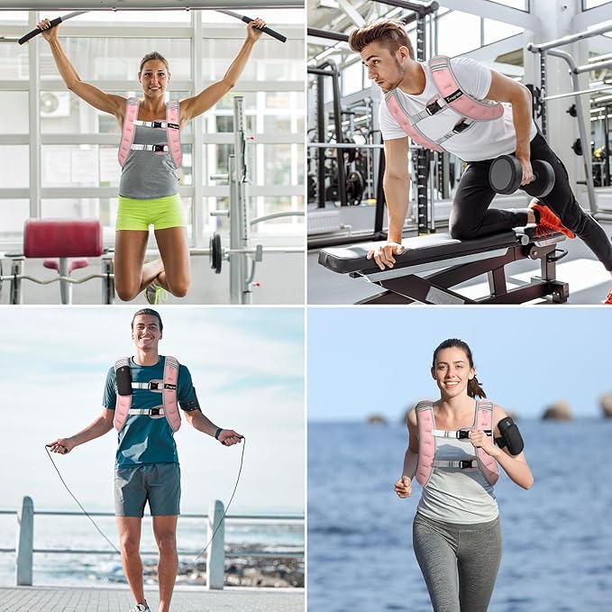 Fragraim Weighted Vest for Women Men - 8lb/10lb/12lb/16lb/22lb/25lb/30lb Weight Vest with Reflective Stripe, Detachable Phone Pouch, Ideal for Walking, Strength Training, Running, Workout, Cardio