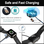 [2-Pack] Gloryfit Wacth Charger for Puqo T80/Cillso T80/Csasan T70/Matast T60 Magnetic USB Charging Cable, Compatible with T80 T70 T60 Smart Watch Charger (Black&Black)