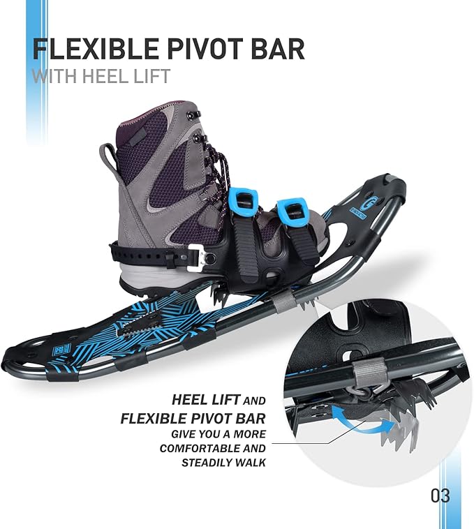 G2 21/25/30 Inches Light Weight Snowshoes for Women Men Youth, Set with Trekking Poles, Tote Bag, Gaiters,Special Fast Ratchet Binding, Orang/Blue/Red Available