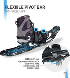 G2 21/25/30 Inches Light Weight Snowshoes for Women Men Youth, Set with Trekking Poles, Tote Bag, Gaiters,Special Fast Ratchet Binding, Orang/Blue/Red Available