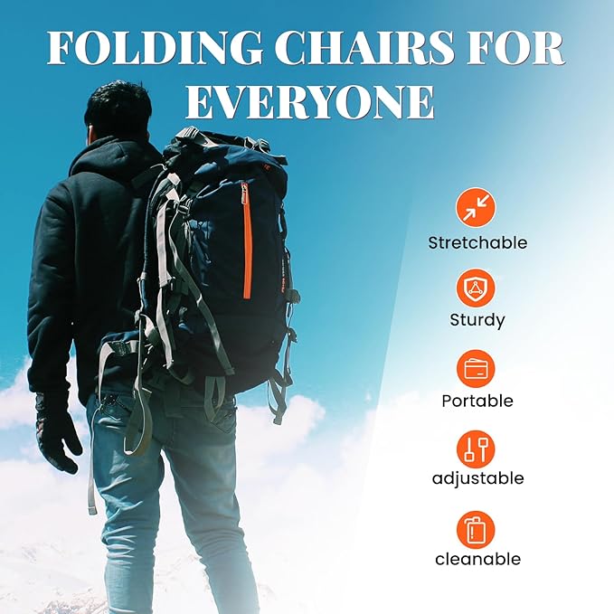 2 Pack Upgraded Collapsible Stool Folding Stool with Cushion,Retractable Folding Stool Max Load Capacity 400lbs, Portable Telescoping Stools for Camping Hiking Outdoor BBQ -Orange